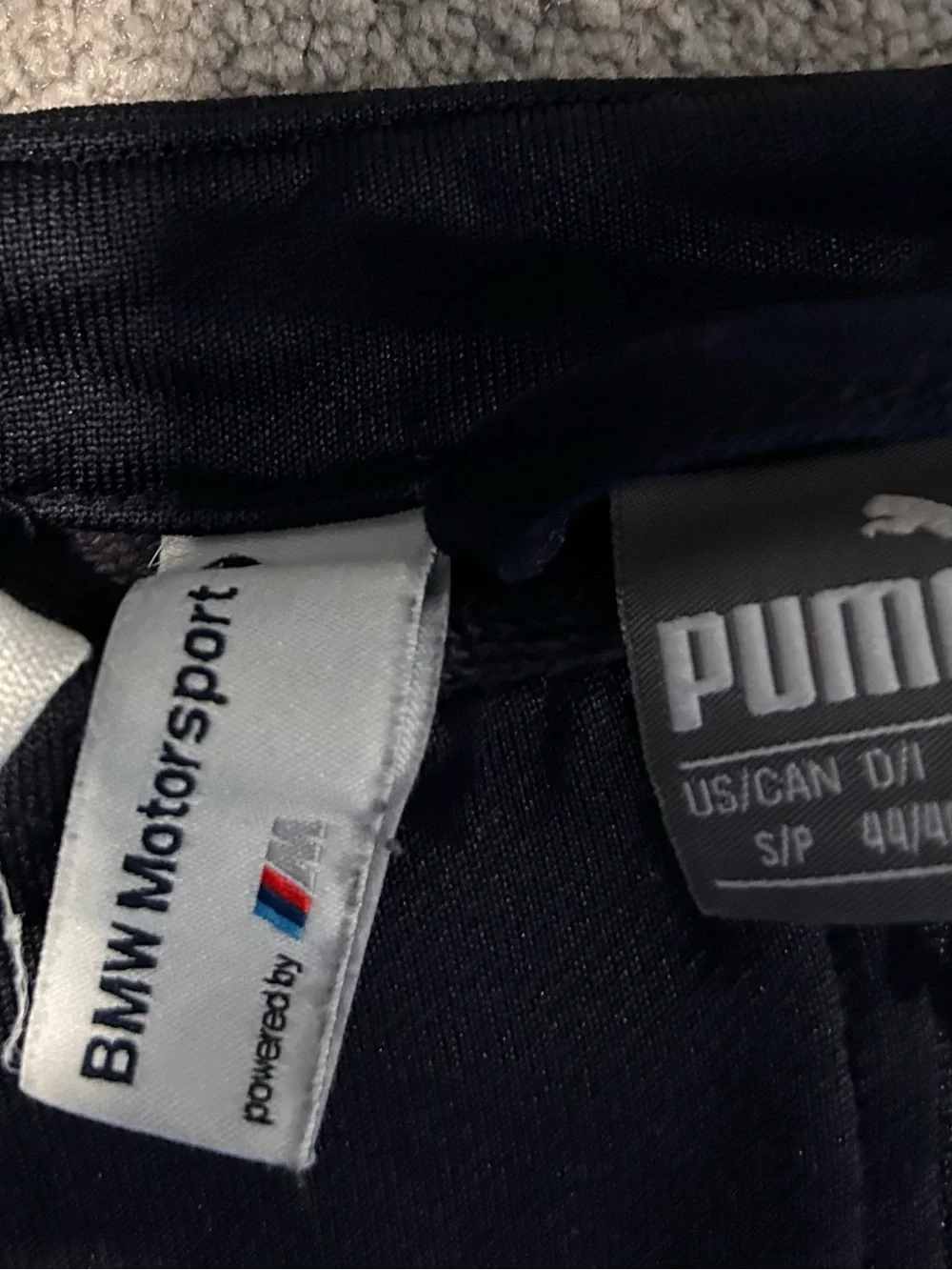 Puma Black Track Jacket with White Shoulder Panels and BMW Patch